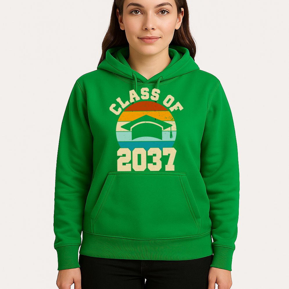 Class Of 2037 Kindergarten Graduation Retro Hoodie