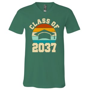 Class Of 2037 Kindergarten Graduation Retro V-Neck T-Shirt