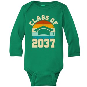 Class Of 2037 Kindergarten Graduation Retro Baby Long Sleeve Bodysuit