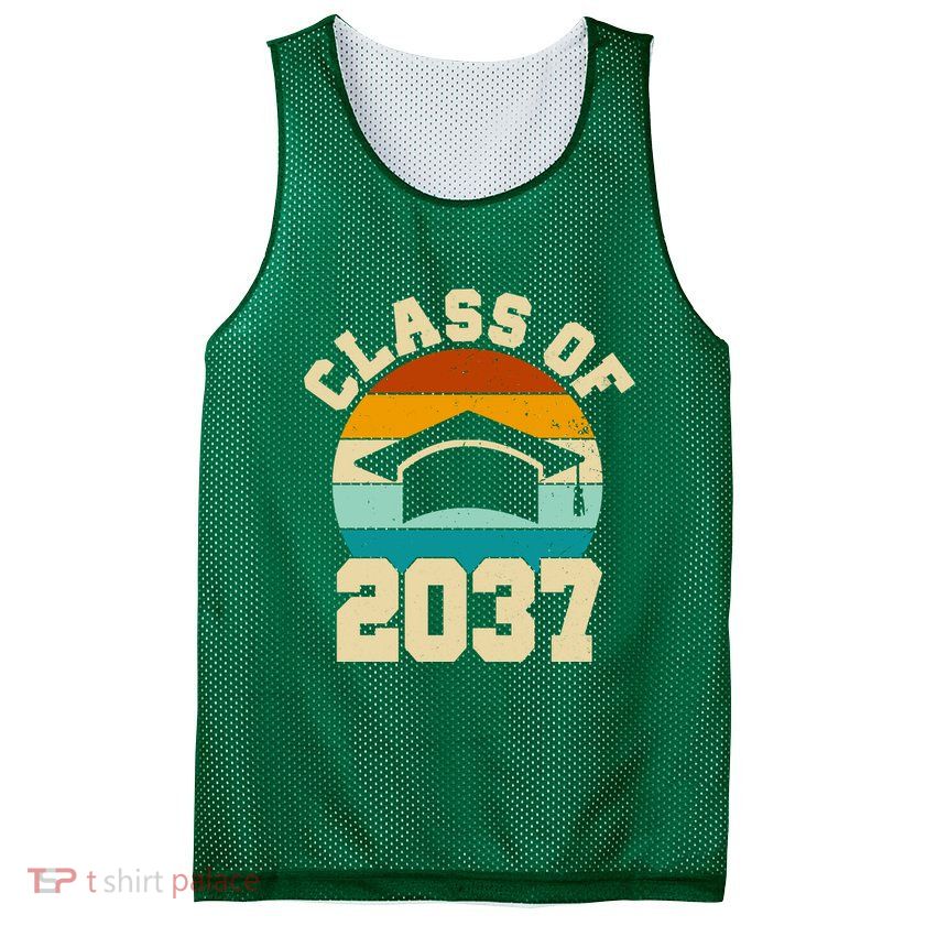 Class Of 2037 Kindergarten Graduation Retro Mesh Reversible Basketball Jersey Tank