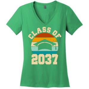 Class Of 2037 Kindergarten Graduation Retro Women's V-Neck T-Shirt