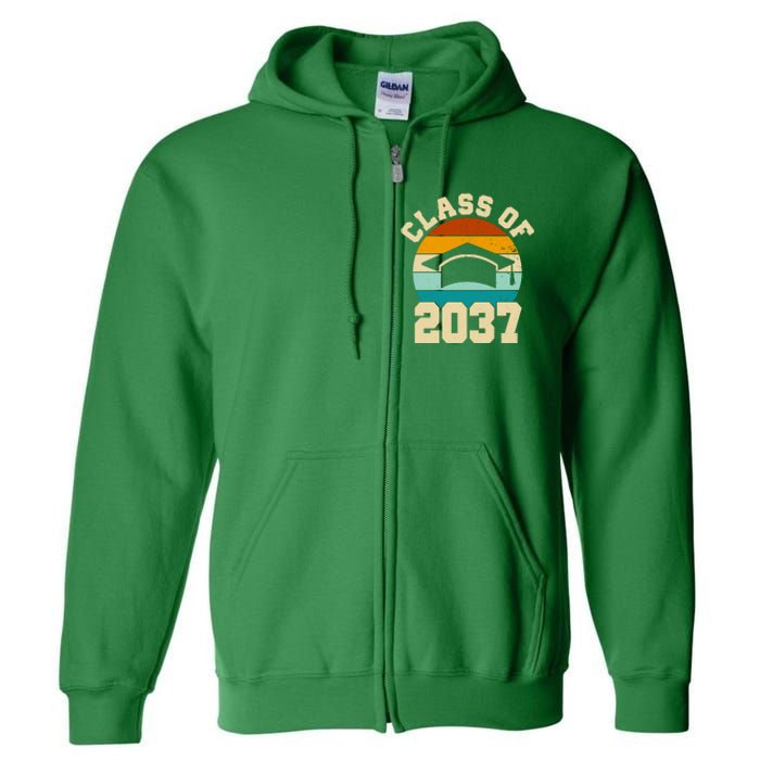 Class Of 2037 Kindergarten Graduation Retro Full Zip Hoodie