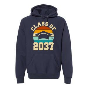 Class Of 2037 Kindergarten Graduation Retro Premium Hoodie