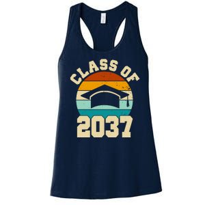 Class Of 2037 Kindergarten Graduation Retro Women's Racerback Tank