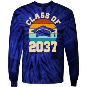 Class Of 2037 Kindergarten Graduation Retro Tie-Dye Long Sleeve Shirt