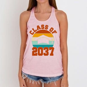 Class Of 2037 Kindergarten Graduation Retro Women's Knotted Racerback Tank