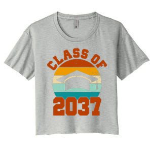 Class Of 2037 Kindergarten Graduation Retro Women's Crop Top Tee