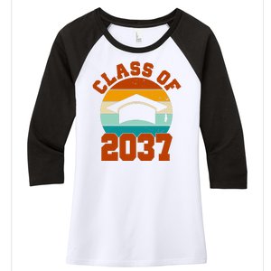 Class Of 2037 Kindergarten Graduation Retro Women's Tri-Blend 3/4-Sleeve Raglan Shirt