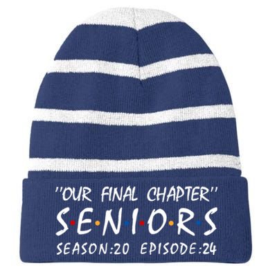 Class Of 2024 Senior Gifts Funny Seniors 2024 Striped Beanie with Solid Band