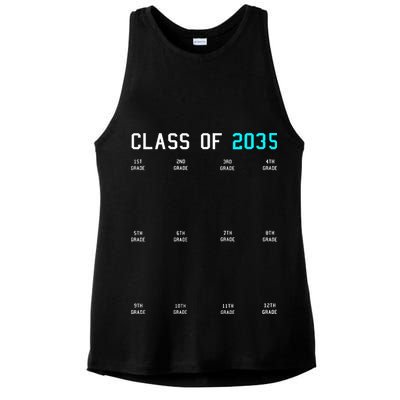 Class Of 2035 Grow With Me Graduation First Day Handprints Ladies PosiCharge Tri-Blend Wicking Tank