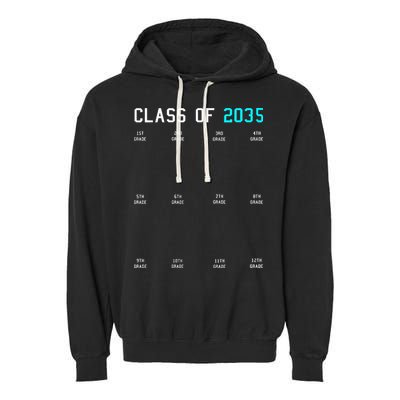 Class Of 2035 Grow With Me Graduation First Day Handprints Garment-Dyed Fleece Hoodie