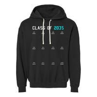 Class Of 2035 Grow With Me Graduation First Day Handprints Garment-Dyed Fleece Hoodie