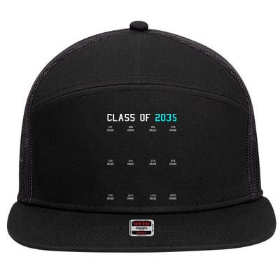 Class Of 2035 Grow With Me Graduation First Day Handprints 7 Panel Mesh Trucker Snapback Hat