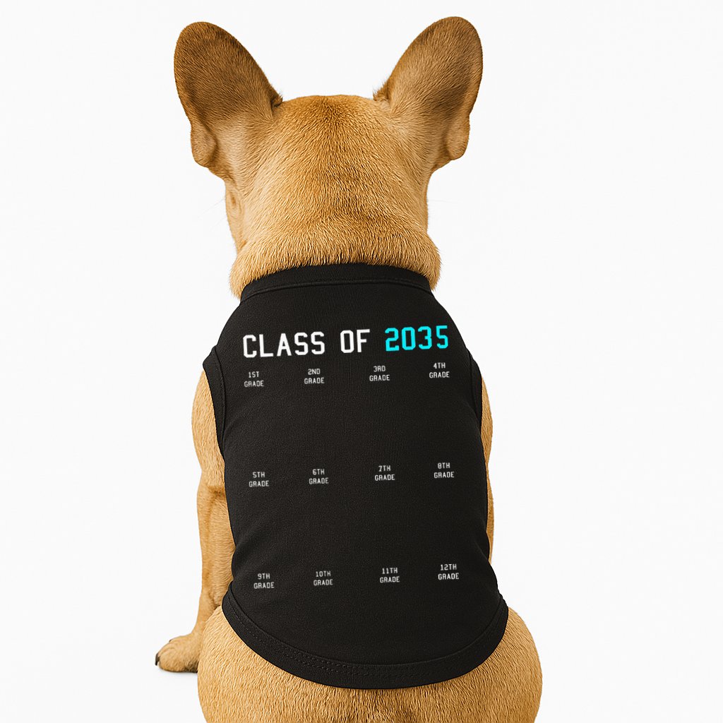 Class Of 2035 Grow With Me Graduation First Day Handprints Doggie Tank