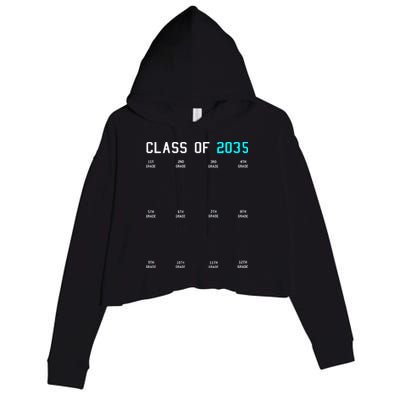 Class Of 2035 Grow With Me Graduation First Day Handprints Crop Fleece Hoodie