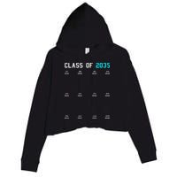Class Of 2035 Grow With Me Graduation First Day Handprints Crop Fleece Hoodie