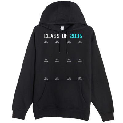 Class Of 2035 Grow With Me Graduation First Day Handprints Premium Pullover Hoodie