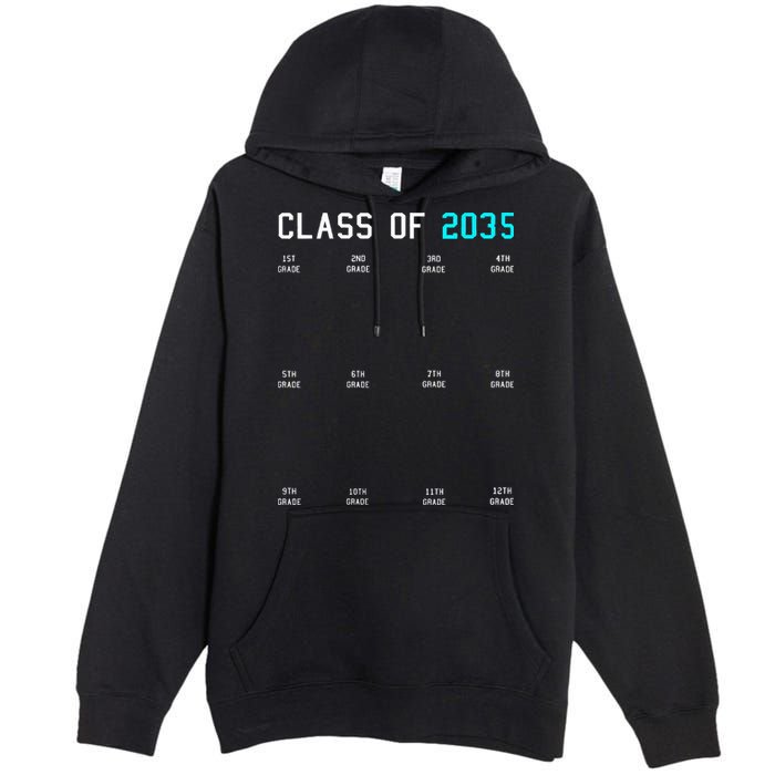 Class Of 2035 Grow With Me Graduation First Day Handprints Premium Pullover Hoodie