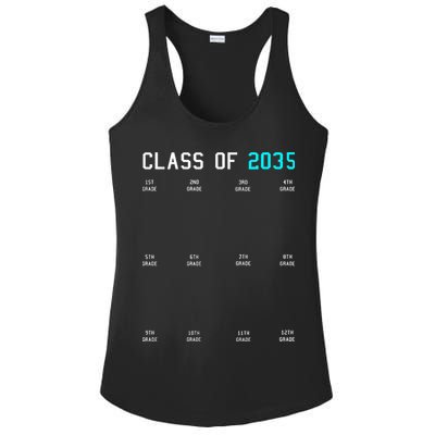 Class Of 2035 Grow With Me Graduation First Day Handprints Ladies PosiCharge Competitor Racerback Tank