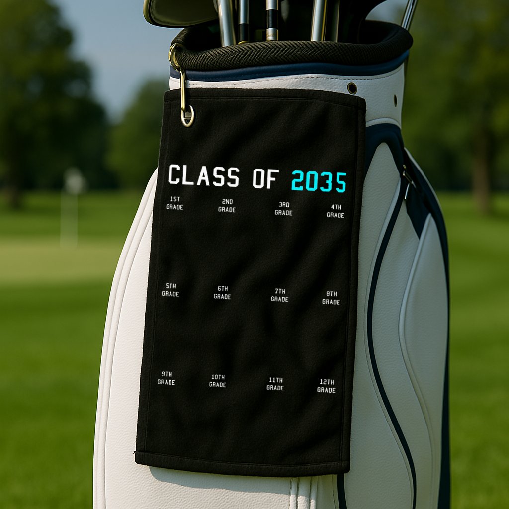 Class Of 2035 Grow With Me Graduation First Day Handprints Golf Towel