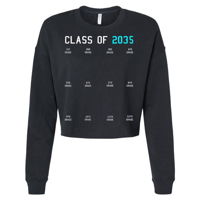 Class Of 2035 Grow With Me Graduation First Day Handprints Cropped Pullover Crew