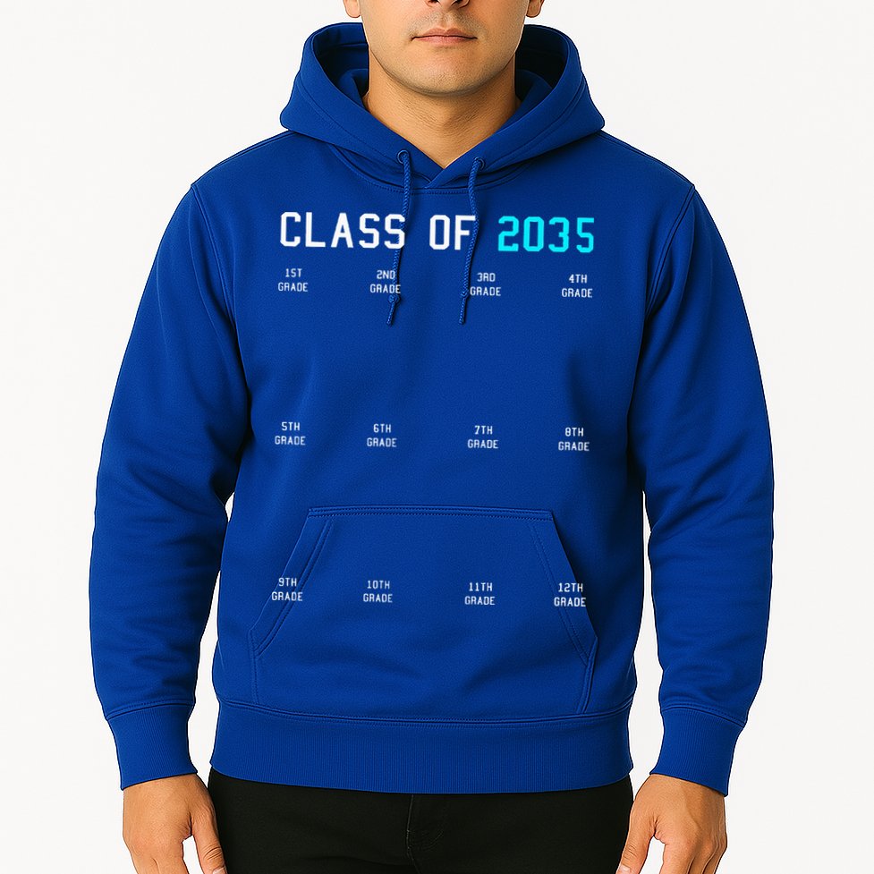 Class Of 2035 Grow With Me Graduation First Day Handprints Hoodie
