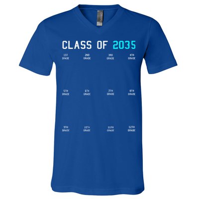 Class Of 2035 Grow With Me Graduation First Day Handprints V-Neck T-Shirt