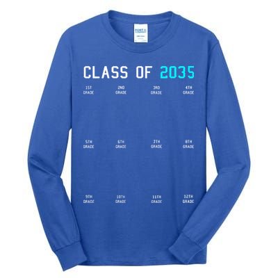 Class Of 2035 Grow With Me Graduation First Day Handprints Tall Long Sleeve T-Shirt