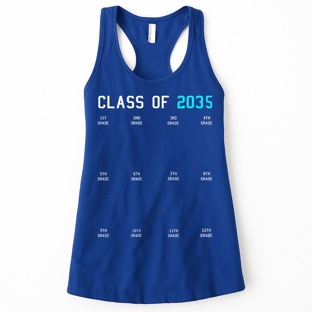 Class Of 2035 Grow With Me Graduation First Day Handprints Womens Tank Top