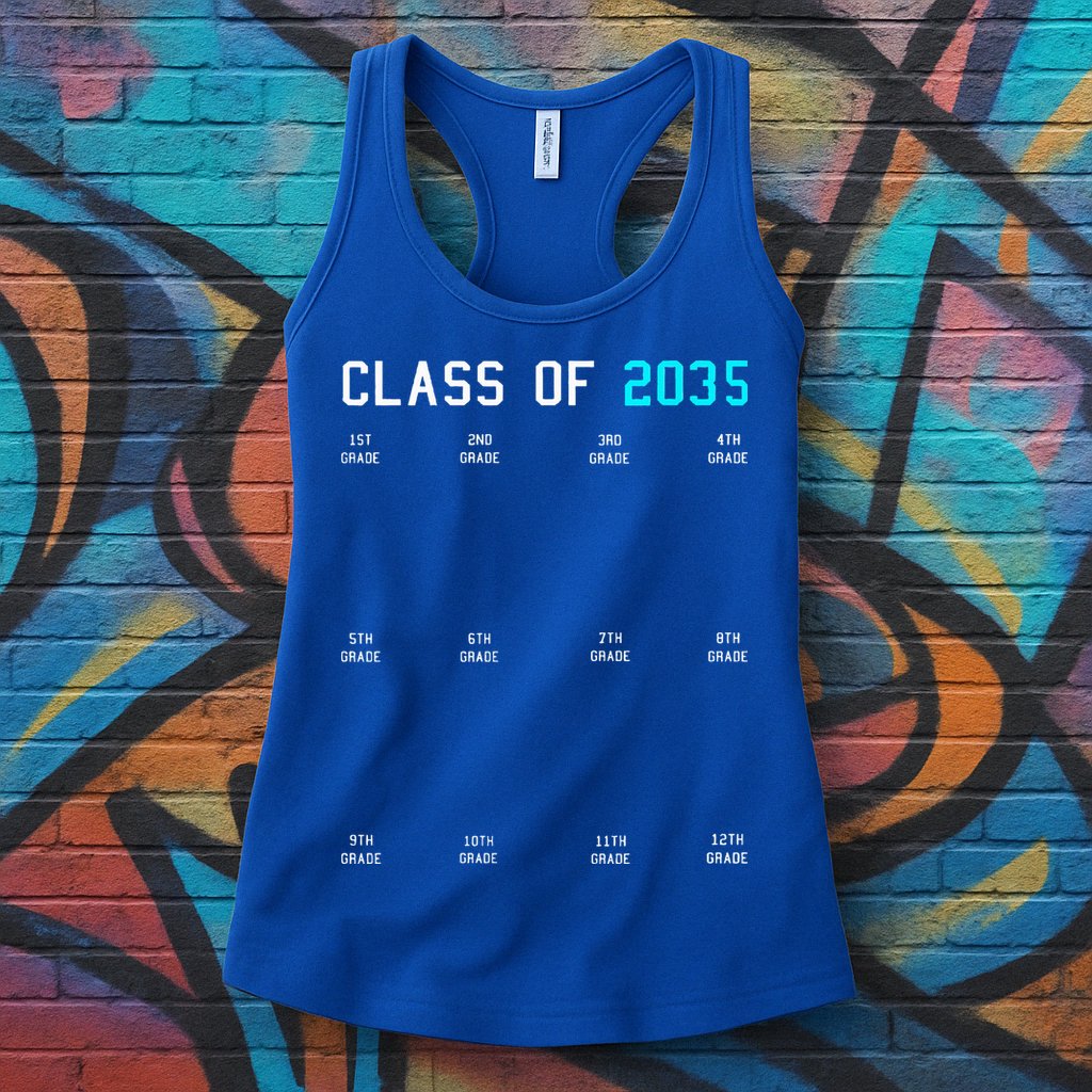 Class Of 2035 Grow With Me Graduation First Day Handprints Womens Tank Top