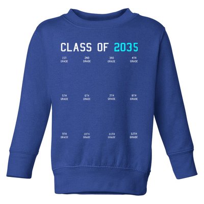 Class Of 2035 Grow With Me Graduation First Day Handprints Toddler Sweatshirt