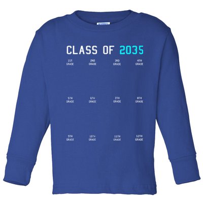 Class Of 2035 Grow With Me Graduation First Day Handprints Toddler Long Sleeve Shirt