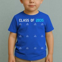Class Of 2035 Grow With Me Graduation First Day Handprints Toddler T-Shirt