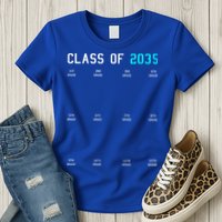 Class Of 2035 Grow With Me Graduation First Day Handprints Womens T-Shirt