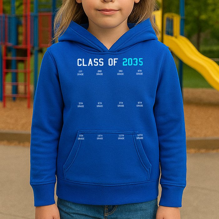 Class Of 2035 Grow With Me Graduation First Day Handprints Kids Hoodie