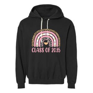 Class Of 2035 Rainbow Leopard Pre-k Grow with Me Graduation Garment-Dyed Fleece Hoodie