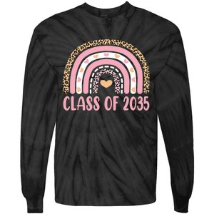 Class Of 2035 Rainbow Leopard Pre-k Grow with Me Graduation Tie-Dye Long Sleeve Shirt