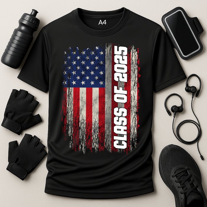 Class Of 2025 Funny Senior 2025 Usa American Flag Cooling Performance Crew T-Shirt