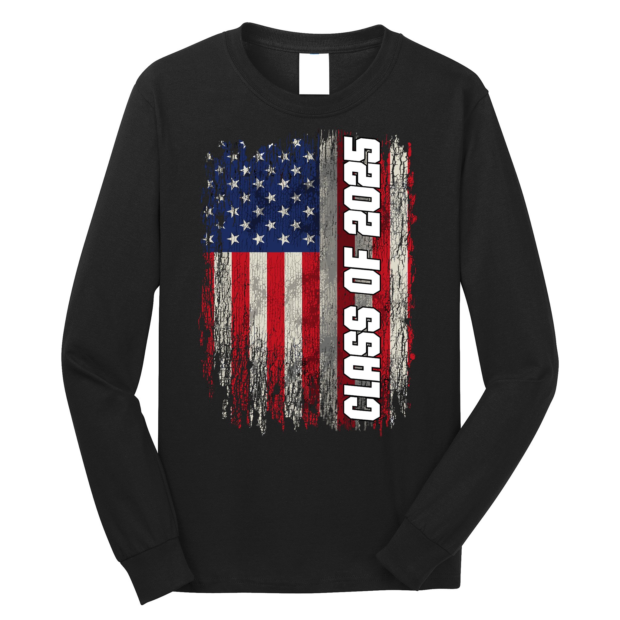 Class Of 2025 Funny Senior 2025 Usa American Flag Long Sleeve Shirt