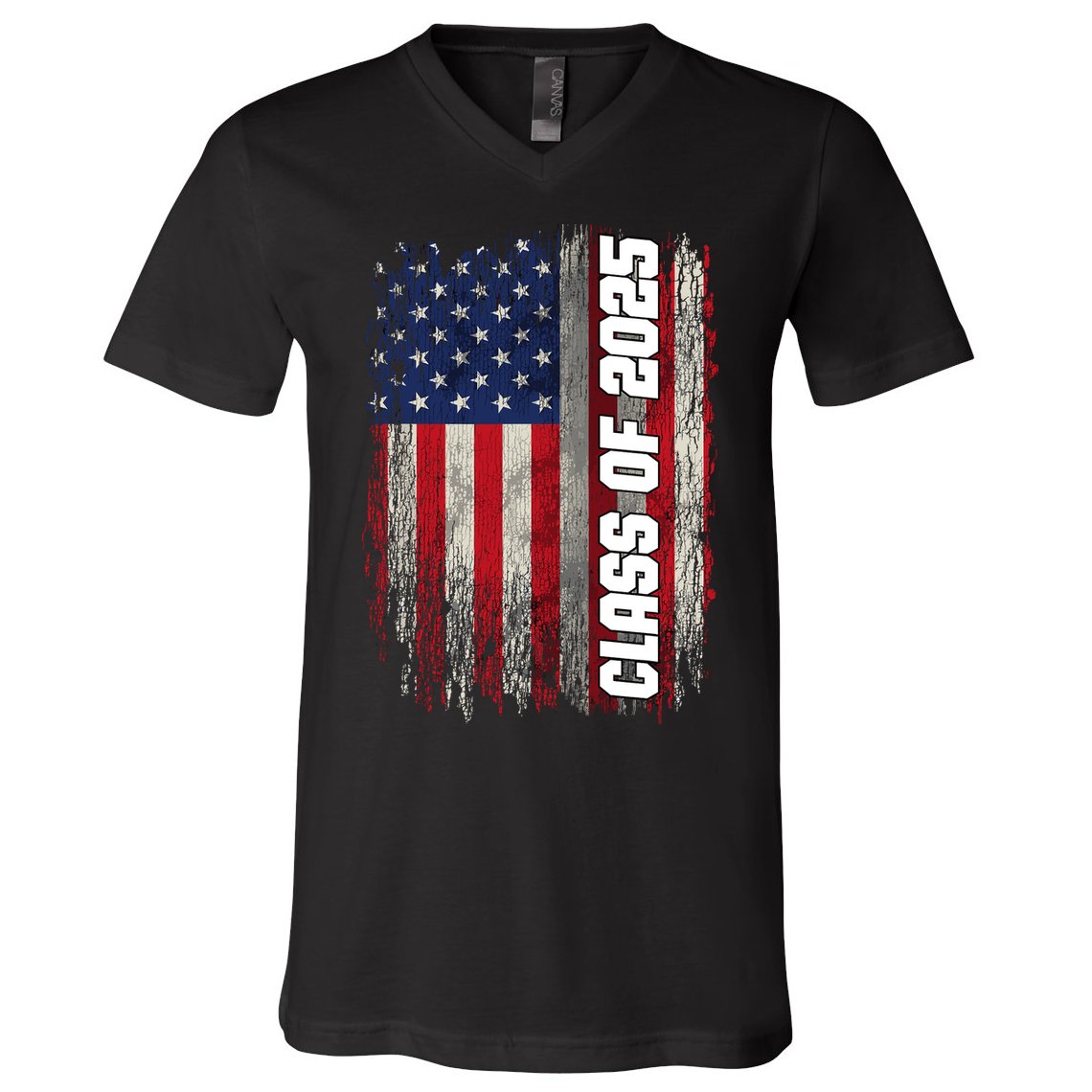 Class Of 2025 Funny Senior 2025 Usa American Flag V-Neck T-Shirt