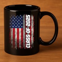 Class Of 2025 Funny Senior 2025 Usa American Flag 11oz C Handle Ceramic Mug