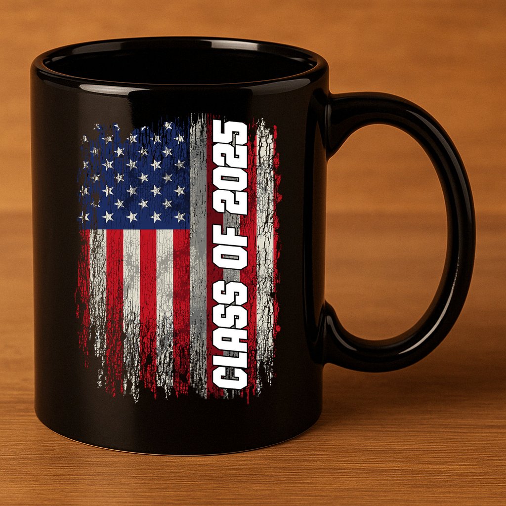 Class Of 2025 Funny Senior 2025 Usa American Flag 11oz C Handle Ceramic Mug
