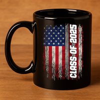 Class Of 2025 Funny Senior 2025 Usa American Flag 11oz C Handle Ceramic Mug