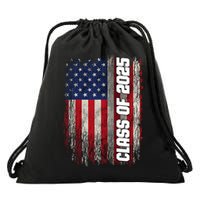 Class Of 2025 Funny Senior 2025 Usa American Flag Drawstring Bag