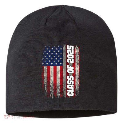 Class Of 2025 Funny Senior 2025 Usa American Flag Sustainable Beanie