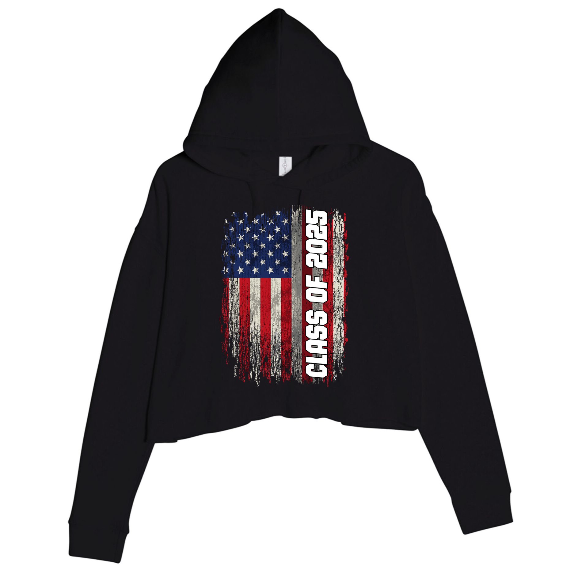 Class Of 2025 Funny Senior 2025 Usa American Flag Crop Fleece Hoodie