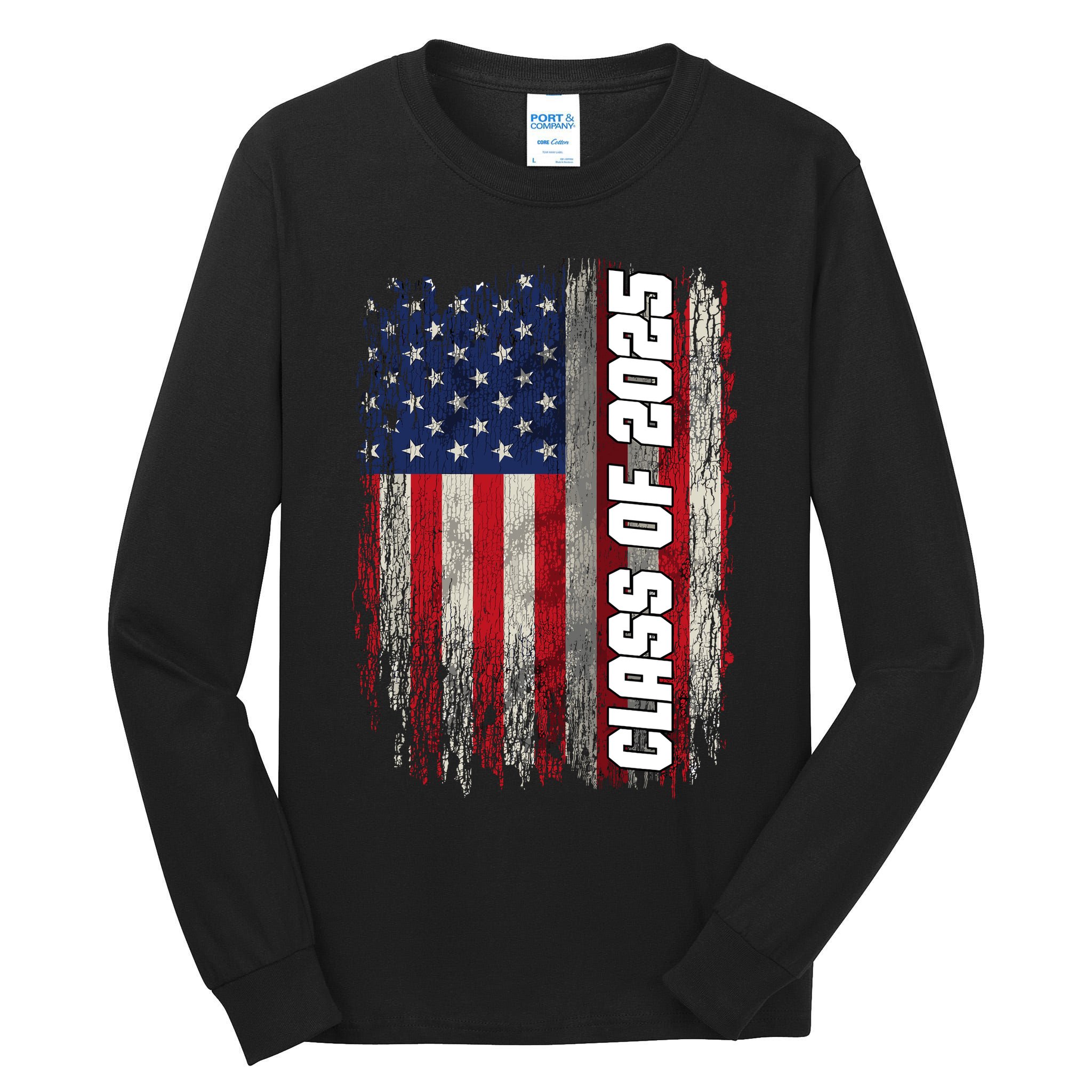 Class Of 2025 Funny Senior 2025 Usa American Flag Tall Long Sleeve T-Shirt