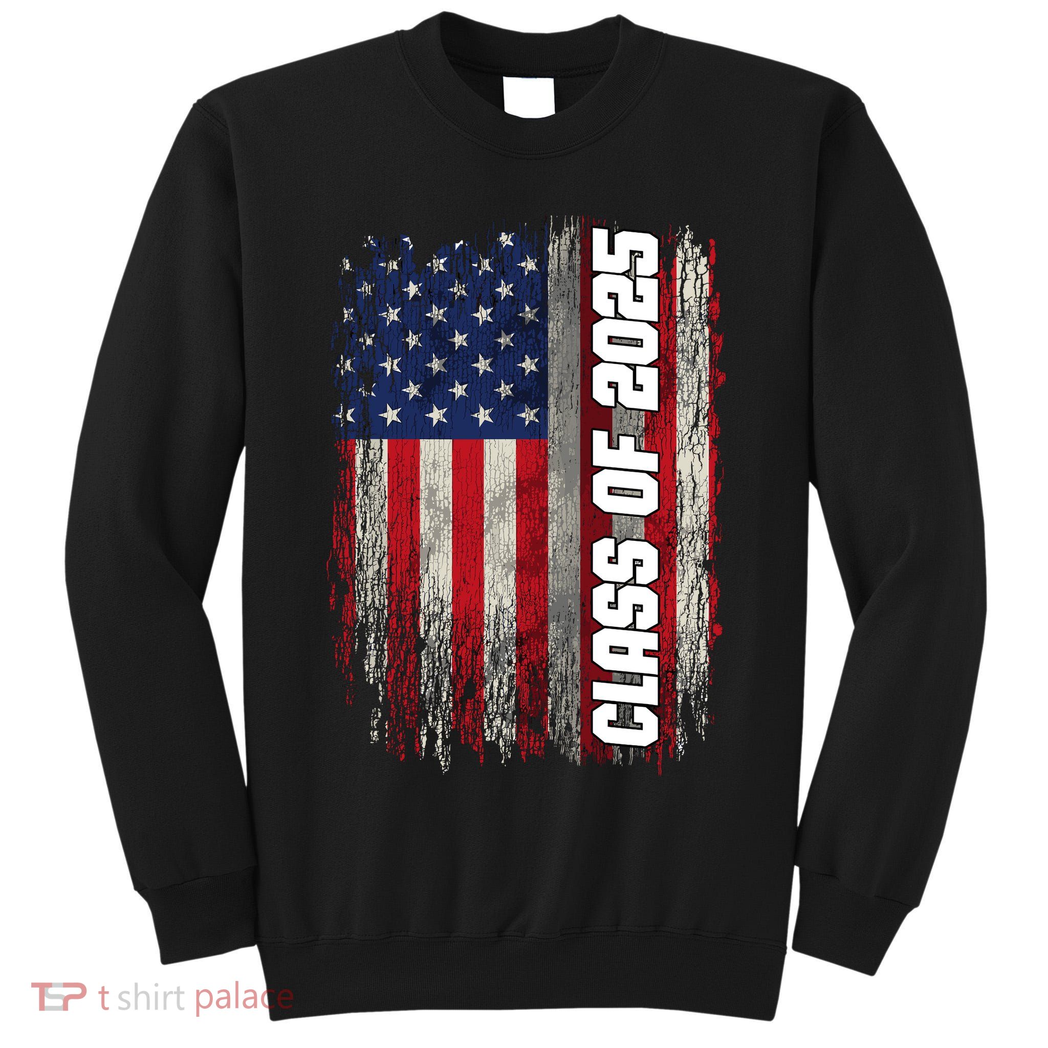 Class Of 2025 Funny Senior 2025 Usa American Flag Tall Sweatshirt