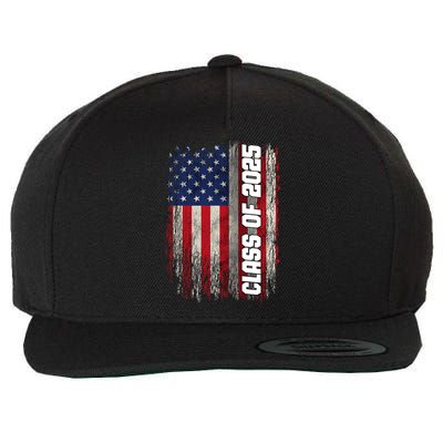Class Of 2025 Funny Senior 2025 Usa American Flag Wool Snapback Cap