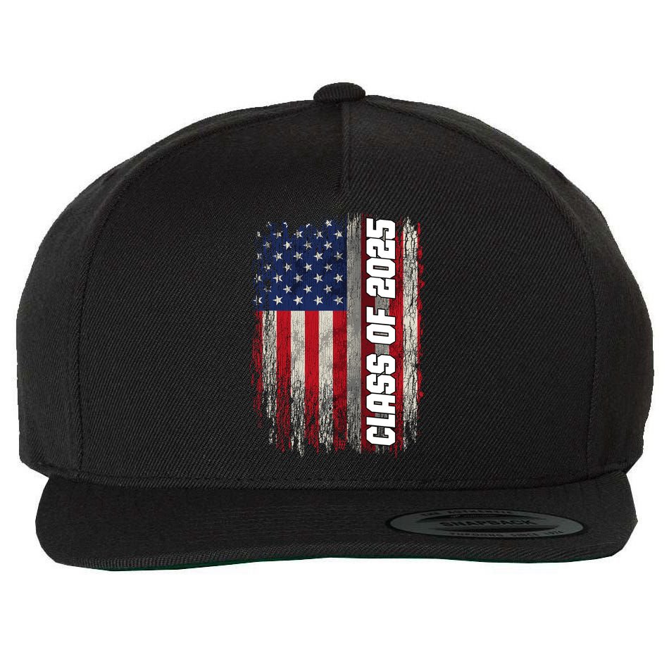 Class Of 2025 Funny Senior 2025 Usa American Flag Wool Snapback Cap
